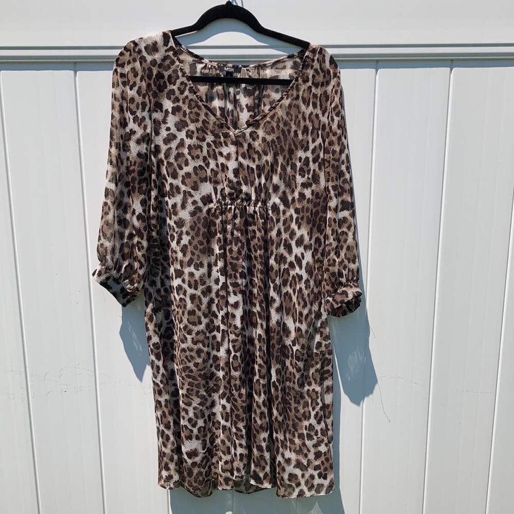 MSK Sheer Cover Up Dress Leopard Size 12